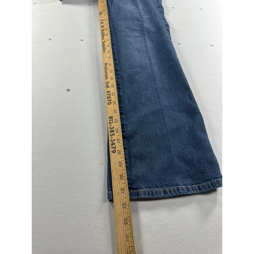 Michael Kors Womens Flare Leg Jeans Blue Beaded Embroidered Denim Size 8